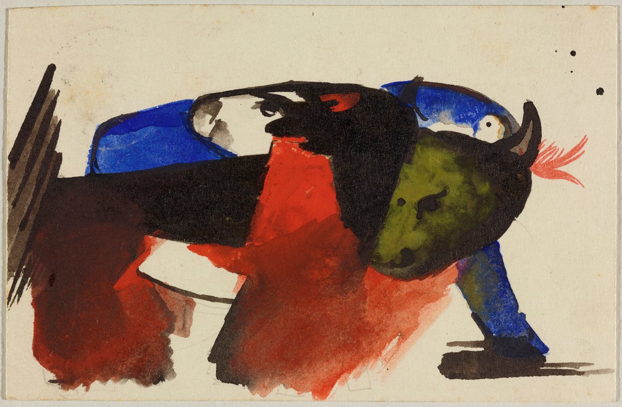 حيوانان ، بطاقة بريدية من Sindelsdorf إلى Wassily Kandinsky في ميونيخ بواسطة فرانز مارك