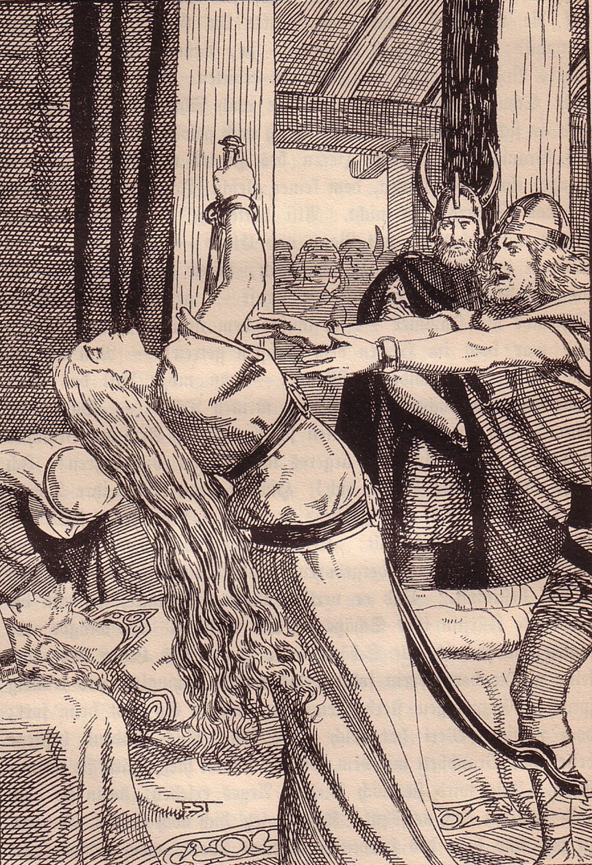 رسم توضيحي لـ Edda: الآلهة والأبطال الجرمانيون من تأليف Hans von Wolzogen بواسطة فرانز ستاسين