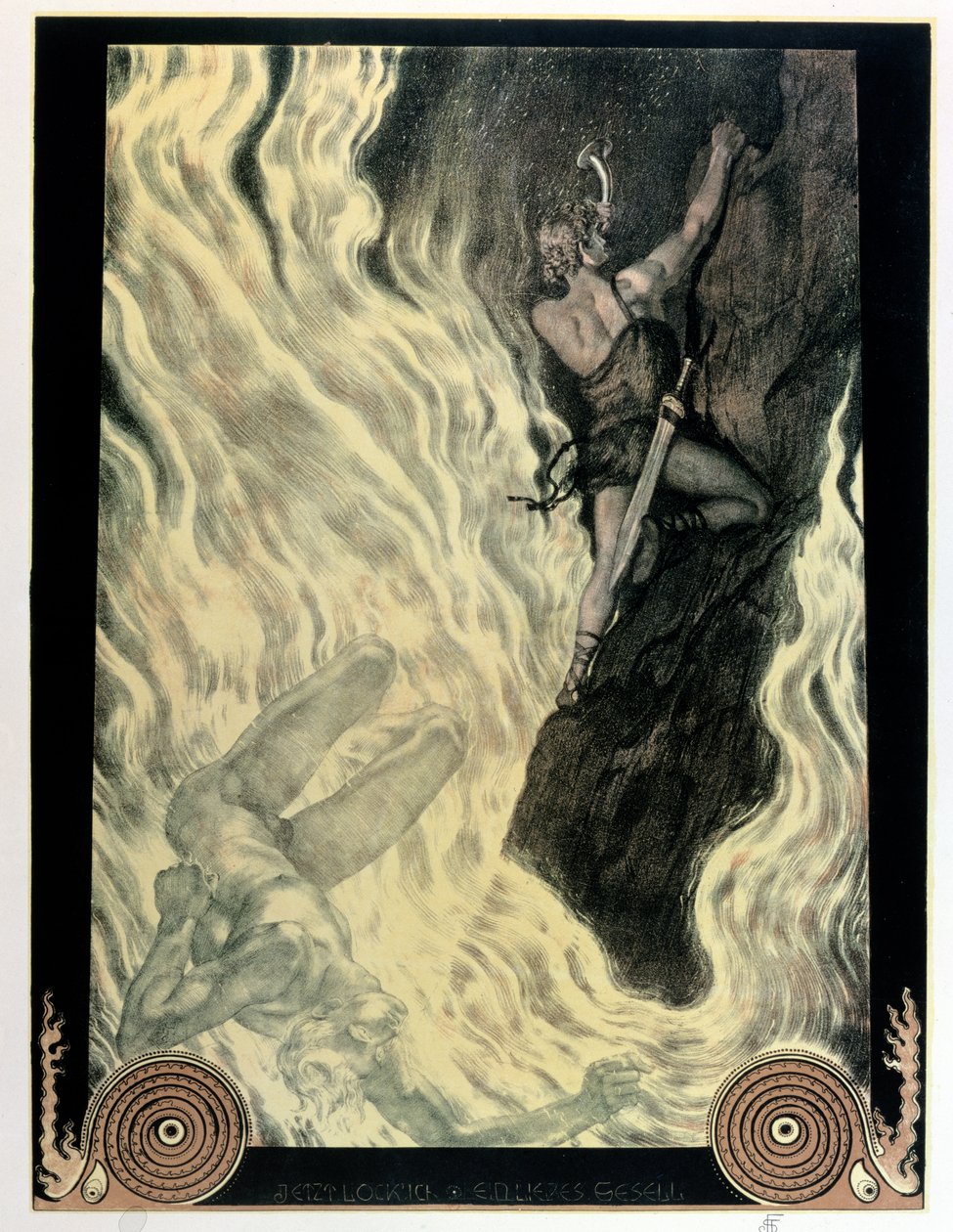 Siegfried و Locke ، رسم توضيحي لـ "The Ring of the Niebelungen" بقلم ريتشارد فاغنر (1813-1883) ، قبل عام 1914 (ليثو ملون) بواسطة فرانز ستاسين