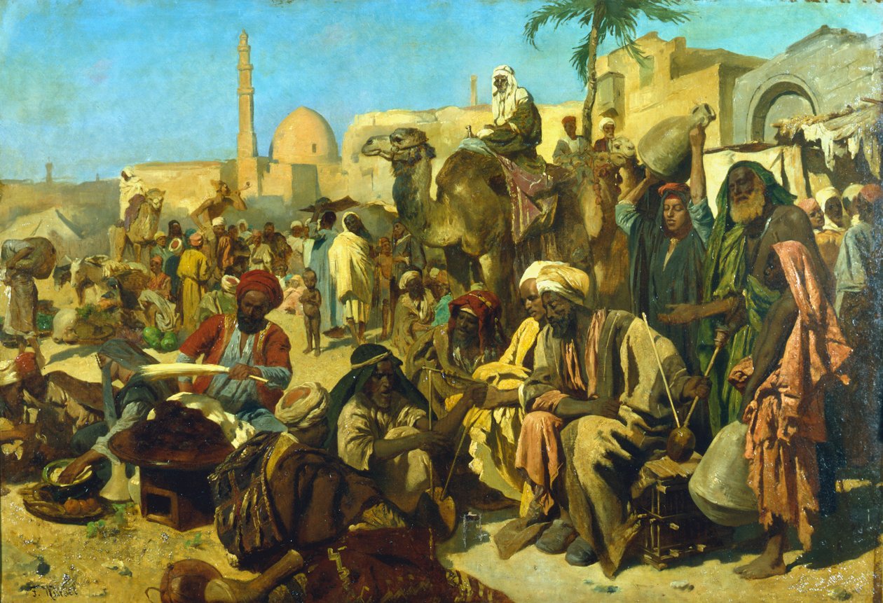 "سوق في القاهرة" أواخر القرن التاسع عشر بواسطة فرانز ثيودور وربيل