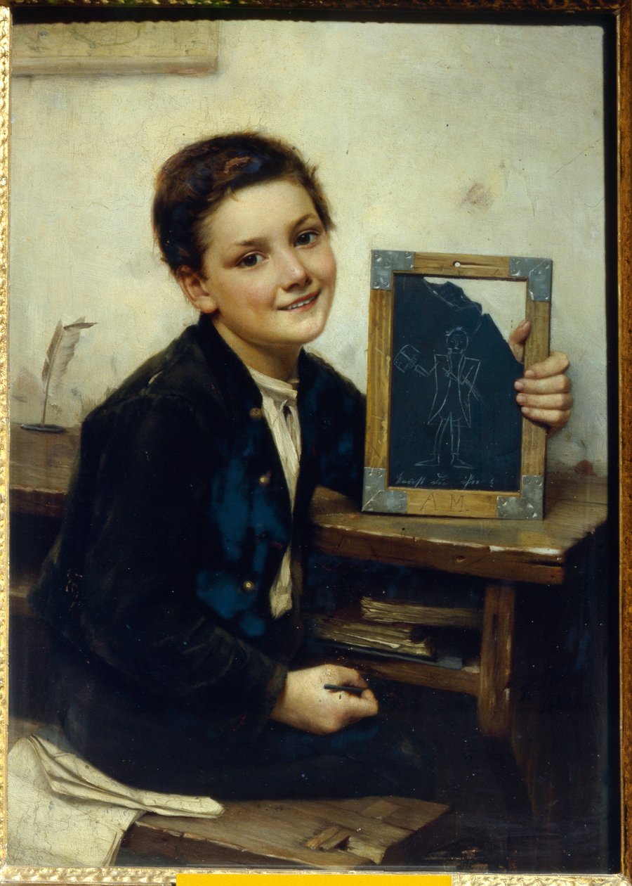 Ecolier (تلميذ) - لوحة لفرانز ثون (1851-1906) ، زيت على خشب ، 50 × 38 سم بواسطة فرانز ثون
