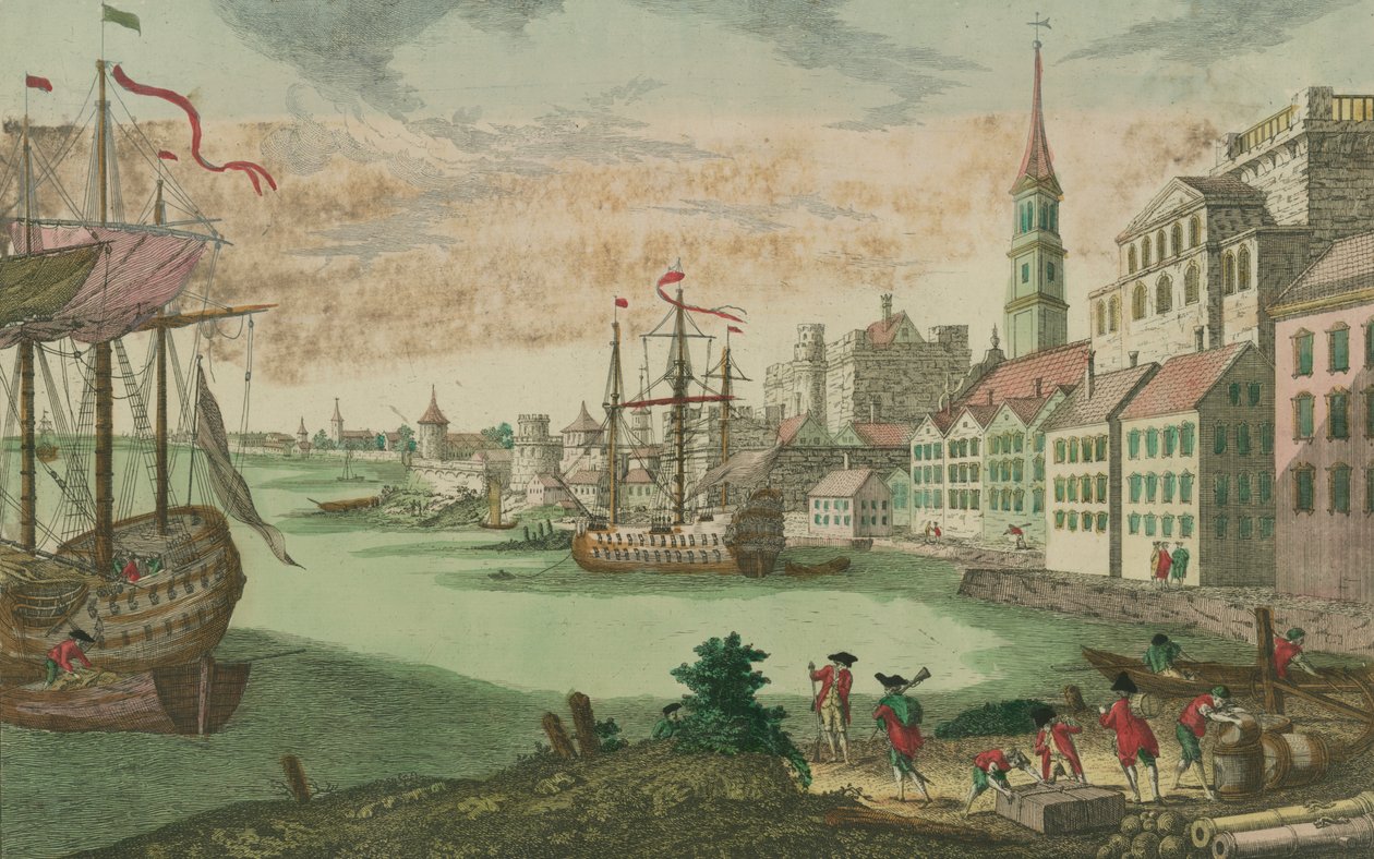 الميناء في بوسطن ، ماساتشوستس ، c.1770-80 بواسطة فرانز كزافييه هابرمان