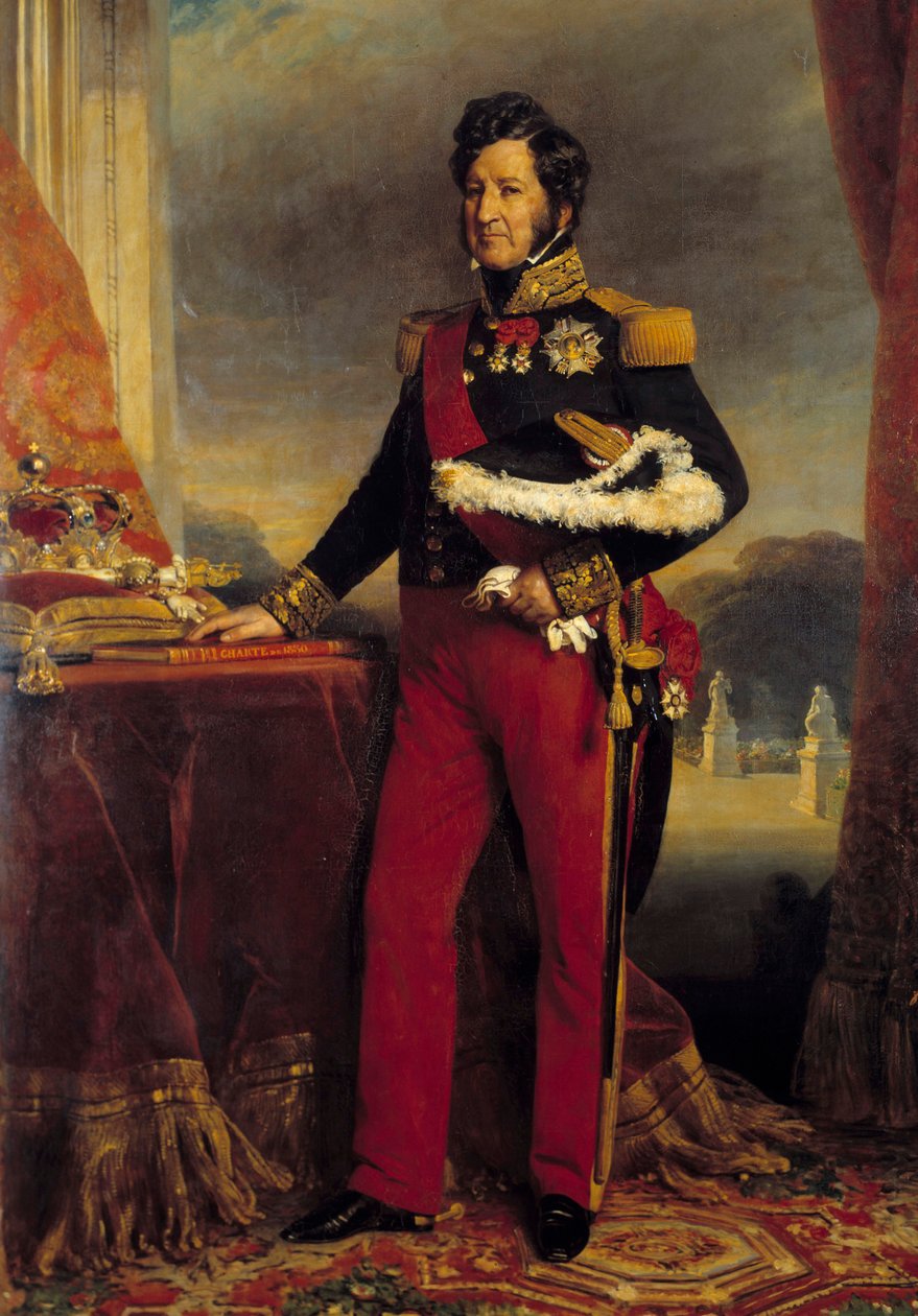 Portrait en pied de Louis Philippe 1er (1773-1850) ، ملك اليد الفرنسية على ميثاق 1830 لوحة لفرانز زافير وينترهالتر (1806-1873) 1839 صن. 2،6x1،9 م بواسطة فرانز كزافييه وينترهالتر