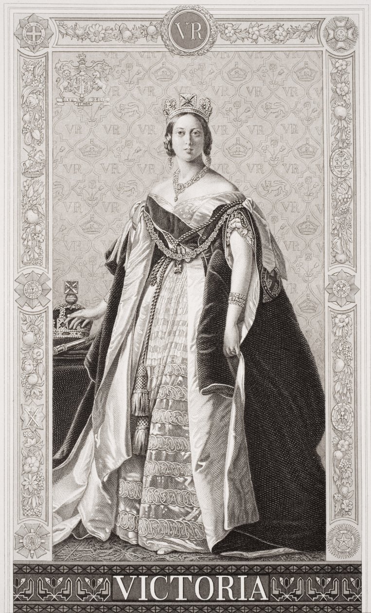 الملكة فيكتوريا (1819-1901) من المجلد الثاني `` رسوم توضيحية عن التاريخ الإنجليزي والاسكتلندي &39;&39; بواسطة فرانز كزافييه وينترهالتر