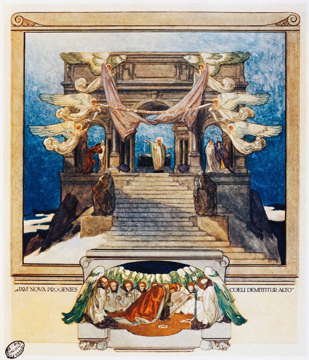 And new progeny descends from heaven, Verse 72, Purgatorio, Canto XXII, The Divine Comedy, by Dante Alighieri (1265-1325), illustration by Franz Von Bayros (1866-1924), Vienna بواسطة فرانسيس بايروس
