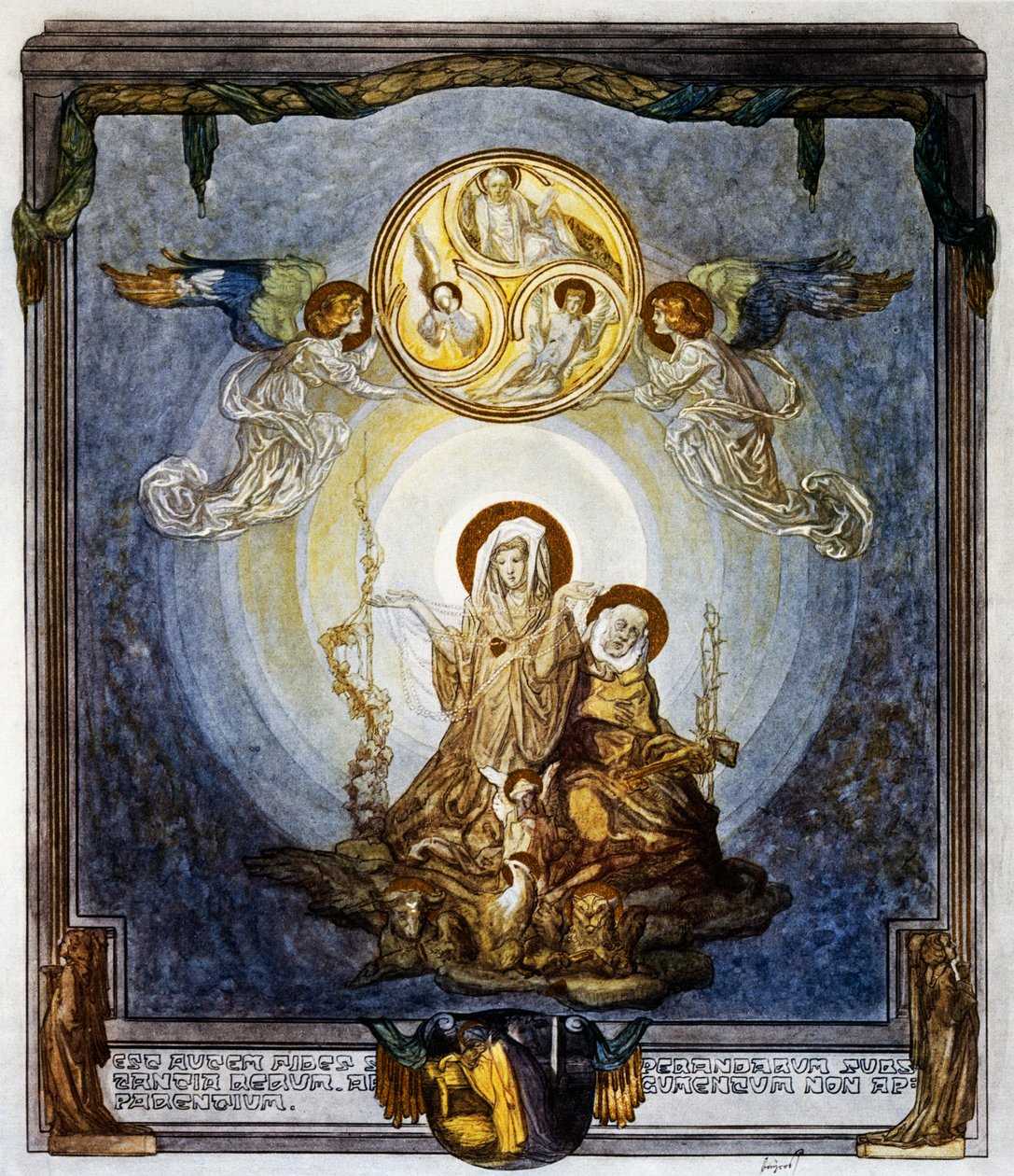 Faith is substance of things we hope for, And evidence of those that are not seen, And this appears to me its quiddity, canto XXIV, Heaven, Divine Comedy by Dante Alighieri, illustration by Franz von Bayros (1866-1924), Vienna بواسطة فرانسيس بايروس