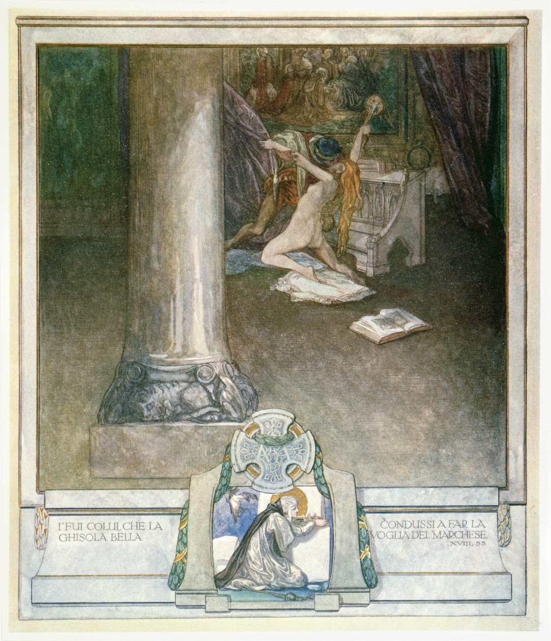 رسم توضيحي من "الكوميديا الإلهية" لدانتي ، جحيم ، الثامن عشر: 55 بواسطة فرانز فون (1866 ـ 1924) بايروس