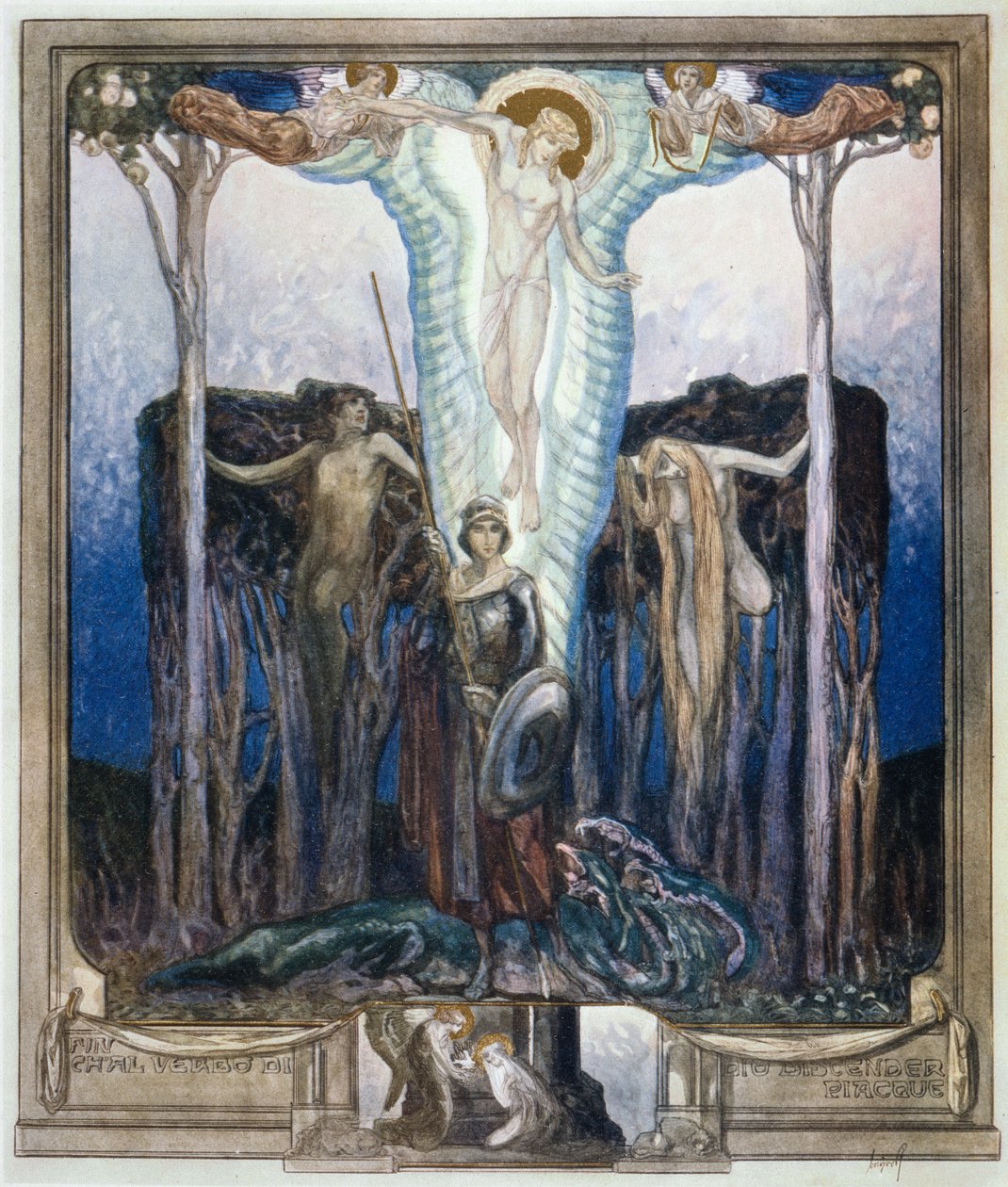 رسم توضيحي من "الكوميديا الإلهية" لدانتي ، الجنة ، كانتو السابع بواسطة فرانز فون (1866 ـ 1924) بايروس
