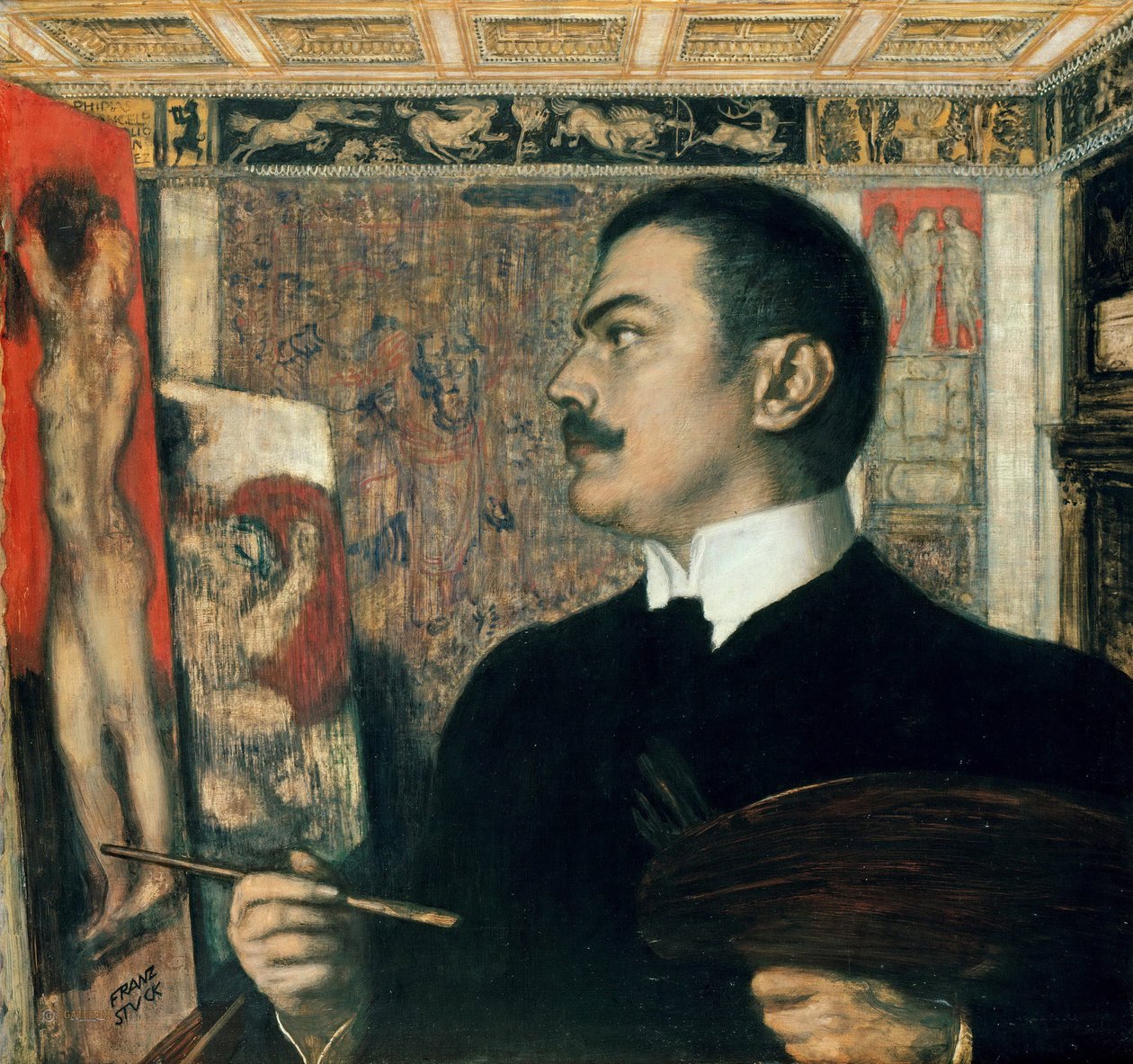 "" صورة شخصية في الاستوديو "(صورة شخصية في الاستوديو) لوحة لفرانز فون ريتر ستوك (1863-1928) 1905 ستاتليش موسين ، برلين بواسطة فرانز فون ستاك