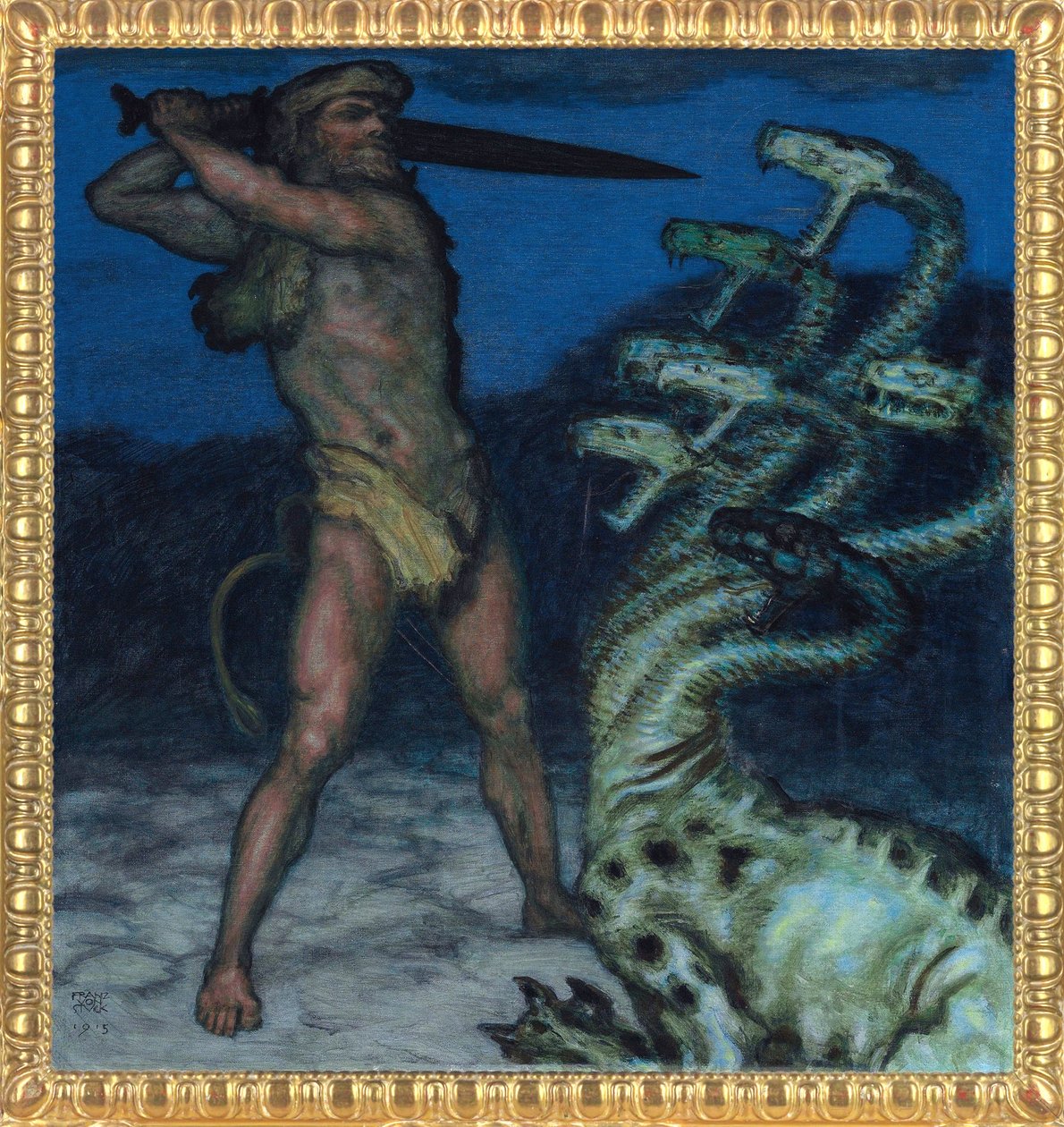 هرقل وهيدرا - Peinture de Franz Ritter von Stuck (1863-1928) - 1915 - ألوان Syntonos على قماش - متحف Villa Stuck بواسطة فرانز فون ستاك