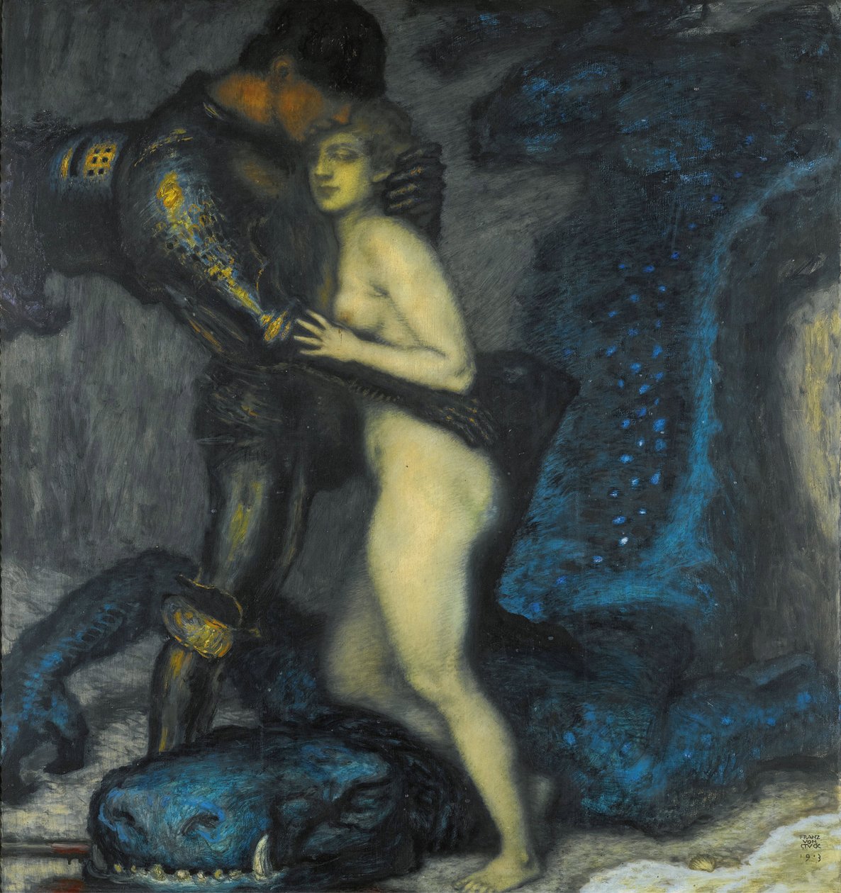 "" The Dragonslayer "(The Dragonslayer) لوحة لفرانز ريتر فون ستوك (1863-1928) مجموعة خاصة 1913 بواسطة فرانز فون ستاك