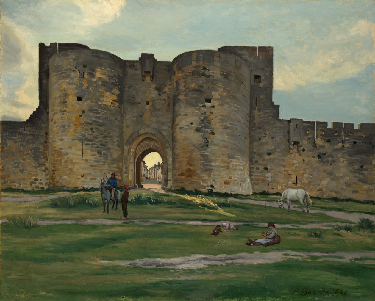 بوابة الملكة في Aigues-Mortes ، ١٨٦٧. بواسطة فريدريك بازيل
