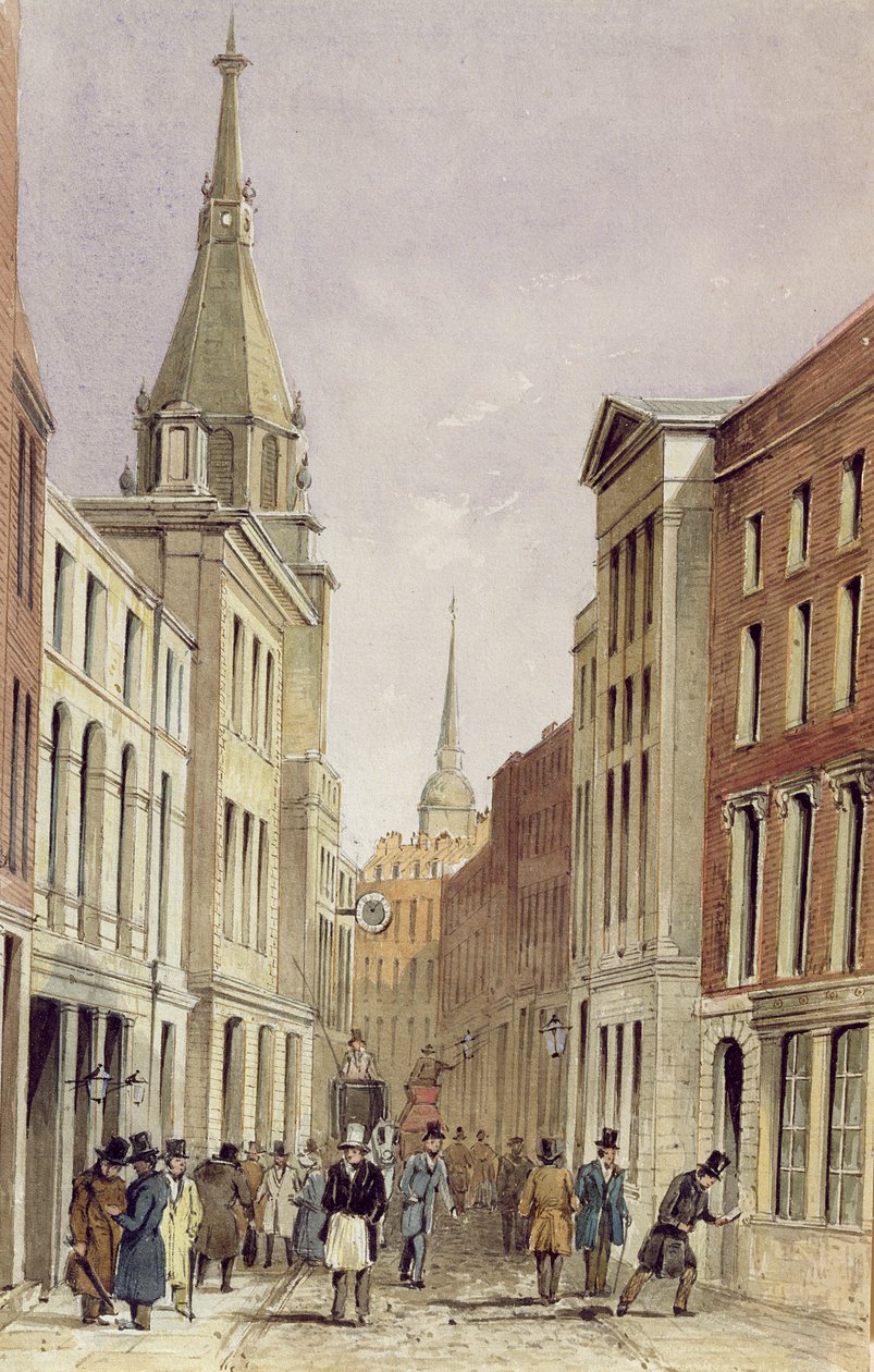 شارع لومبارد الشرقي ، مع سانت إدموند الملك ، c.1850 بواسطة فريدريك شبرد