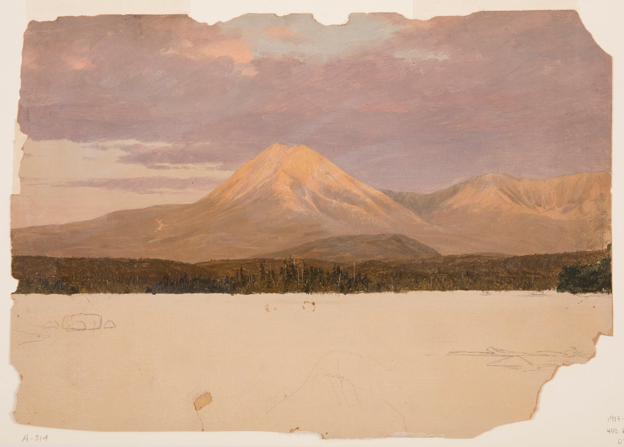 رسم ، جبل. Katahdin من بحيرة Katahdin ، 1878 بواسطة كنيسة فريدريك إدوين