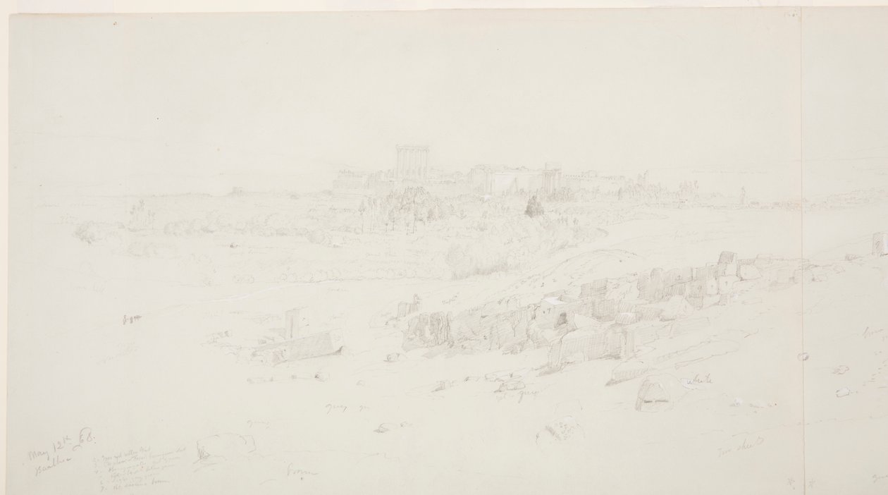رسم ، معابد في الصباح ، بعلبك ، 12 مايو 1868 بواسطة كنيسة فريدريك إدوين