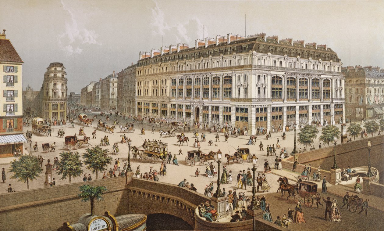 منظر لمتجر "La Belle Jardiniere" وجسر Neuf ، 1870-80 بواسطة فريدريك سوريو
