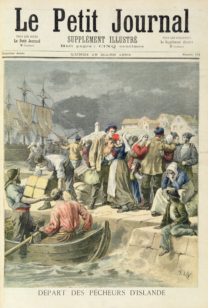 رحيل الصيادين الآيسلنديين ، توضيح من "لو بيتيت جورنال" ، 19 مارس 1894 بواسطة فريدريك ثيودور ليكس