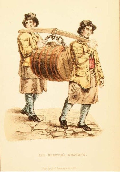 Ale Brewer's Draymen من فيلم Ackermann's World in Miniature ، 1821-27 (litho) بواسطة فريدريك (بعد) شوبرل