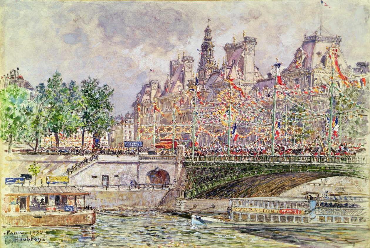 Place de lHotel de Ville ، باريس ، 14 يوليو 1905 بواسطة فريدريك أناتول هوبرون