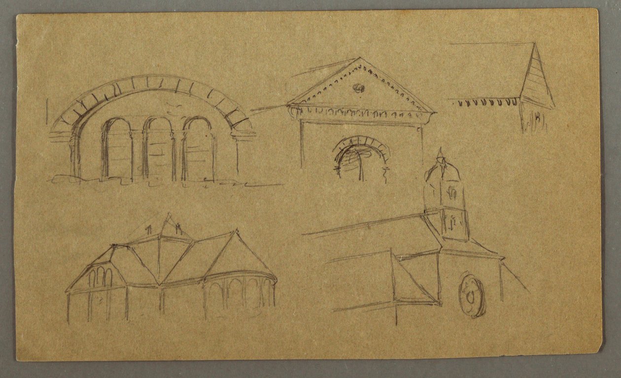 رسم، دراسات معمارية، النمسا (؟)، 1868 بواسطة كنيسة فريدريك إدوين