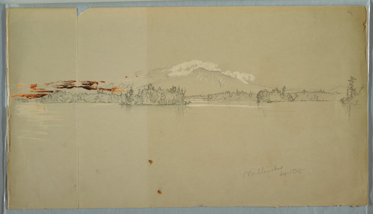 رسم، بحيرة ميلينوكيت، منظر لجبل كاتاهدين، سبتمبر 1878 بواسطة كنيسة فريدريك إدوين