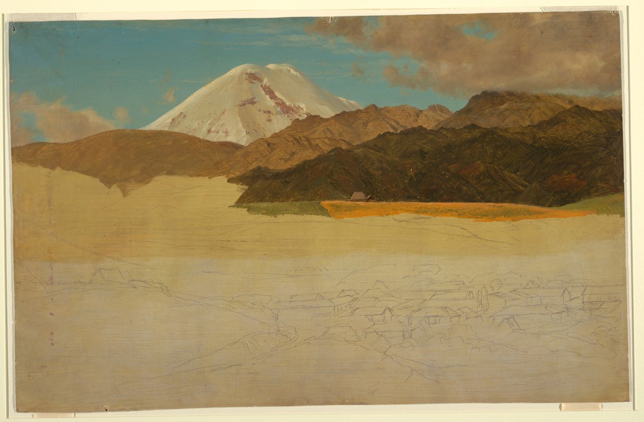 رسم، جبل تشيمبورازو وغواراندا، الإكوادور، مايو أو يونيو 1857 بواسطة كنيسة فريدريك إدوين