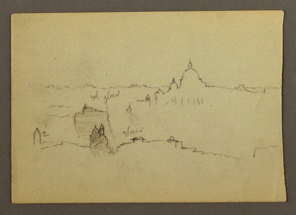 رسم، كاتدرائية القديس بطرس من الشمال في مواجهة تلال روما وأفق روما، يناير 1869 بواسطة كنيسة فريدريك إدوين