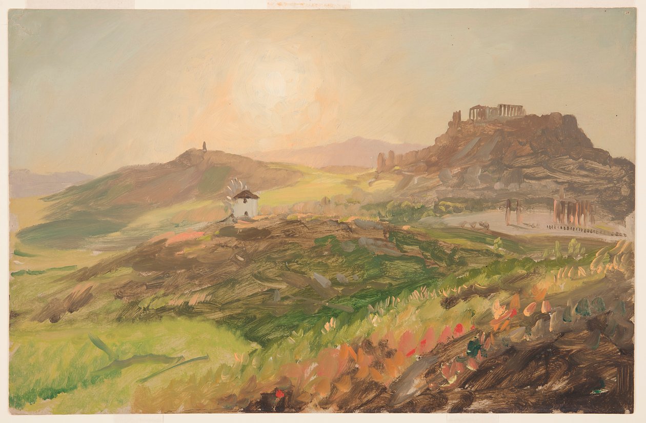رسم، منظر الأكروبوليس، أثينا، أبريل 1869 بواسطة كنيسة فريدريك إدوين