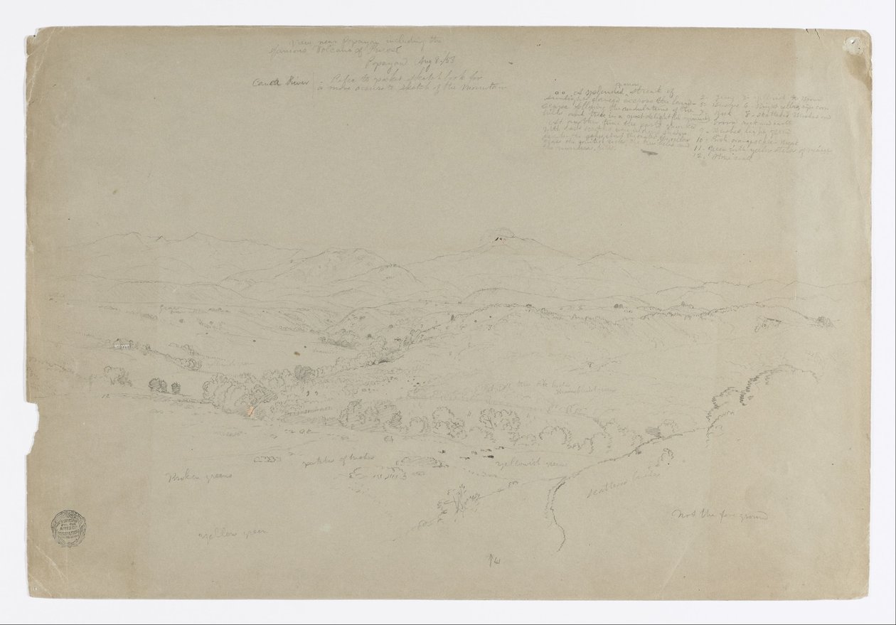 دراسة. المناظر الطبيعية مع جبل Puresé. رسم. المناظر الطبيعيه بواسطة كنيسة فريدريك إدوين