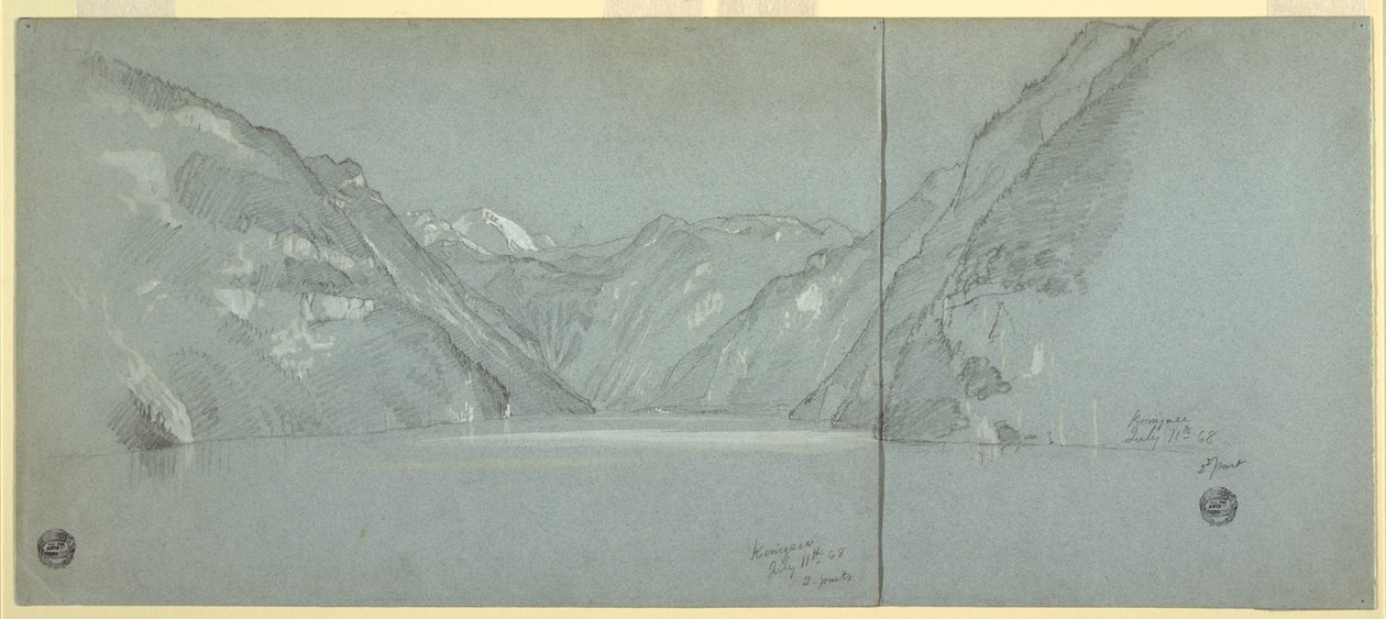 منظر لبحيرة Konigssee مع Falkenstein ، بالقرب من Berchtesgaden ، بافاريا ، ألمانيا ، الجزء 2 بواسطة كنيسة فريدريك إدوين