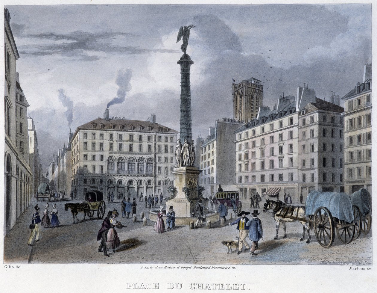 Place du Chatelet - في "" Paris en 1832 "بواسطة Martens بواسطة فريدريك مارتينز