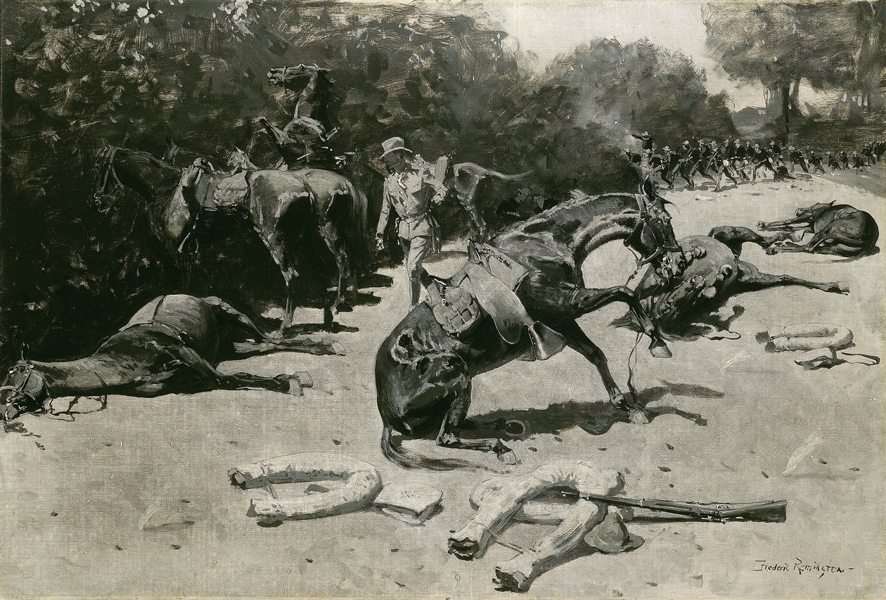 كيف ماتت الخيول من أجل بلادهم في سانتياغو ، 1899 بواسطة فريدريك ريمنجتون