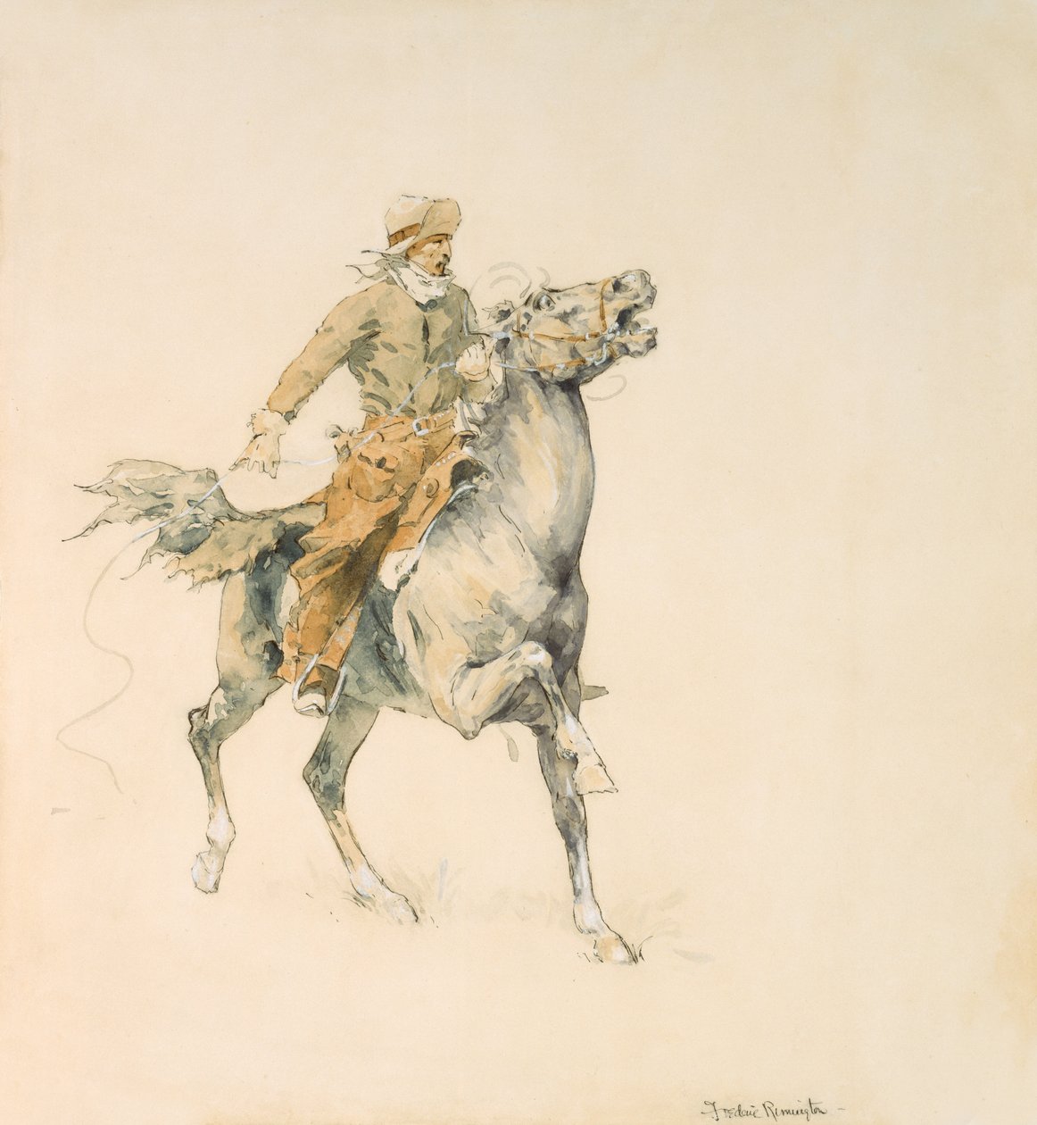 راعي البقر ، c.1897 (مرحاض على الورق) بواسطة فريدريك ريمنجتون