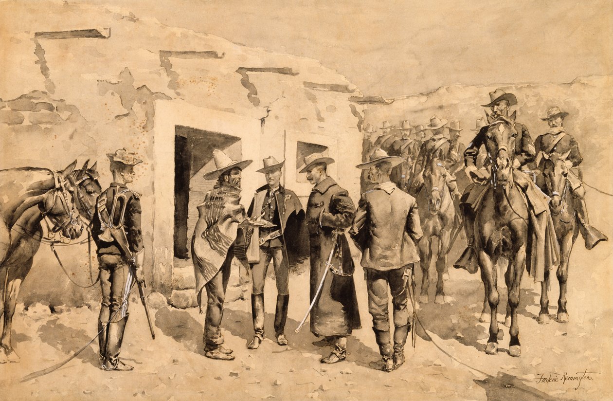 سلاح الفرسان الأمريكي جارزا مين على ريو غراندي ، 1892 (مرحاض على ورق) بواسطة فريدريك ريمنجتون