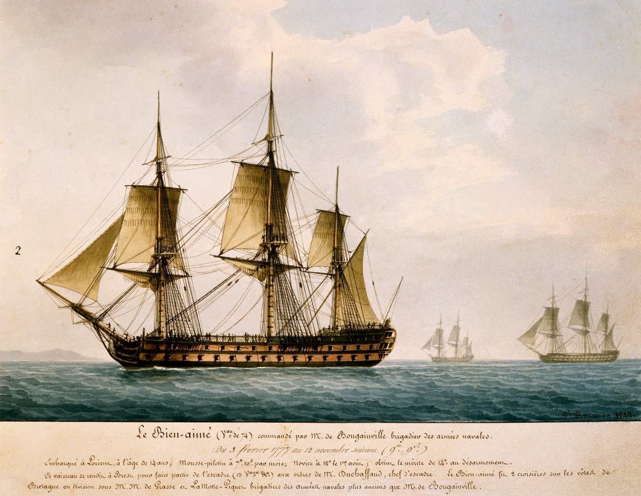لويس أنطوان ، كونت بوغانفيل (1729-1811) سفينة Bien-Aime بواسطة فريدريك رو