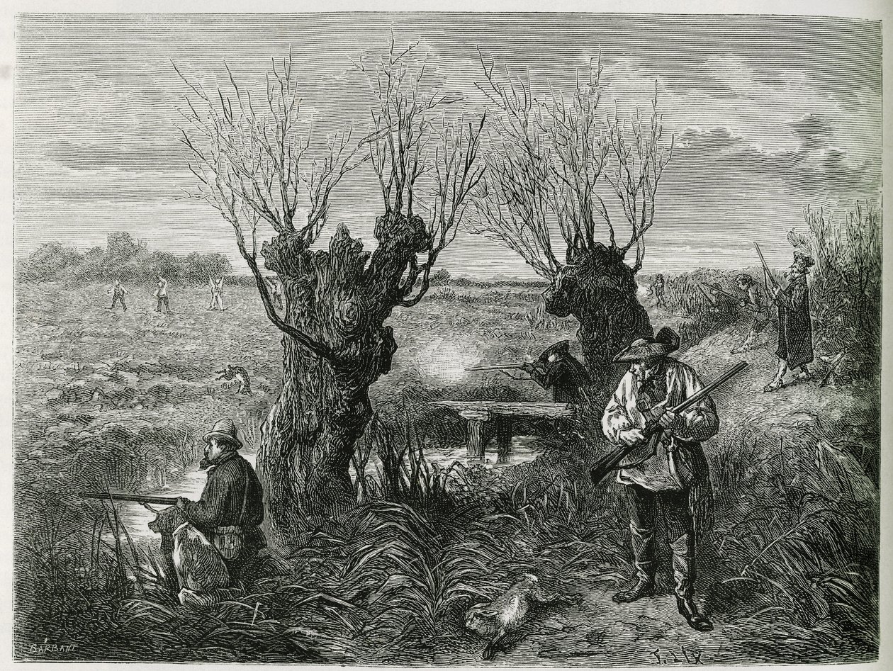 مطاردة الأرنب. نقش F.Lix لتوضيح قصة "عبر الألزاس ولورين" ، عام 1884 ، بقلم تشارلز غراد بواسطة فريدريك ثيودور ليكس