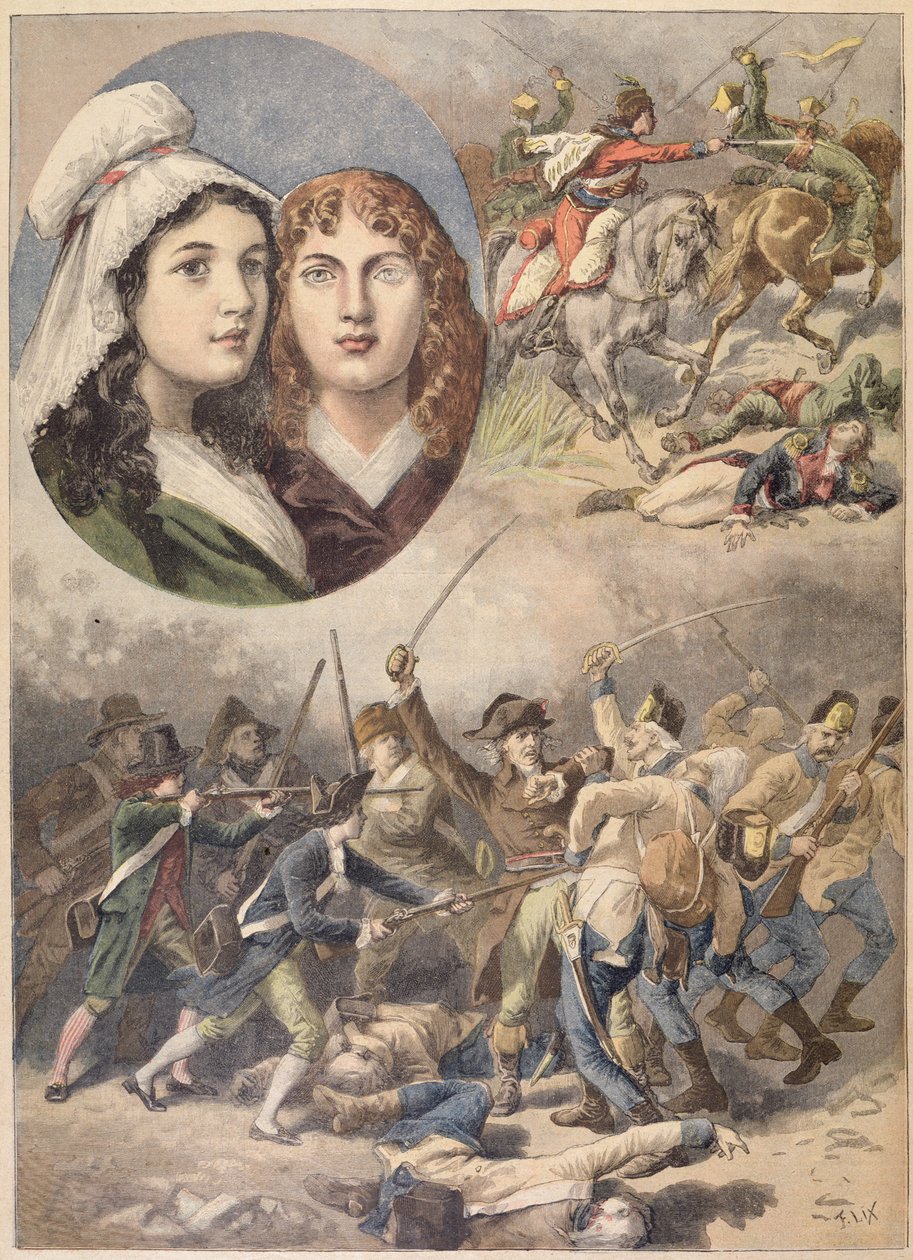 البطلات الفرنسيات ، Felicite و Theophile de Fernig في 1792 ، من `` Le Petit Journal &39;&39; ، 27 أغسطس 1894 بواسطة فريدريك ثيودور ليكس