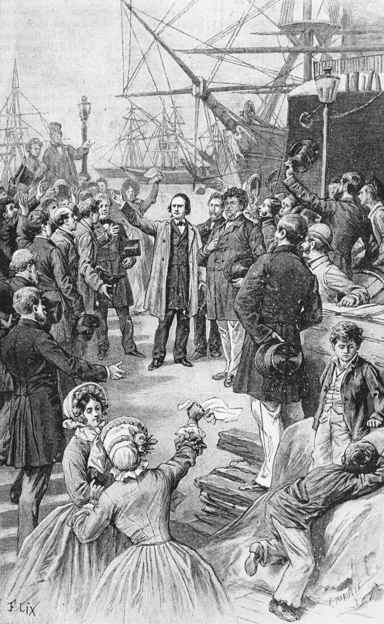 فيكتور هوغو (1802-1885) وداعًا لأصدقائه ومؤيديه في أنتويرب في 1 أغسطس 1852 ، ج. بواسطة فريدريك ثيودور ليكس
