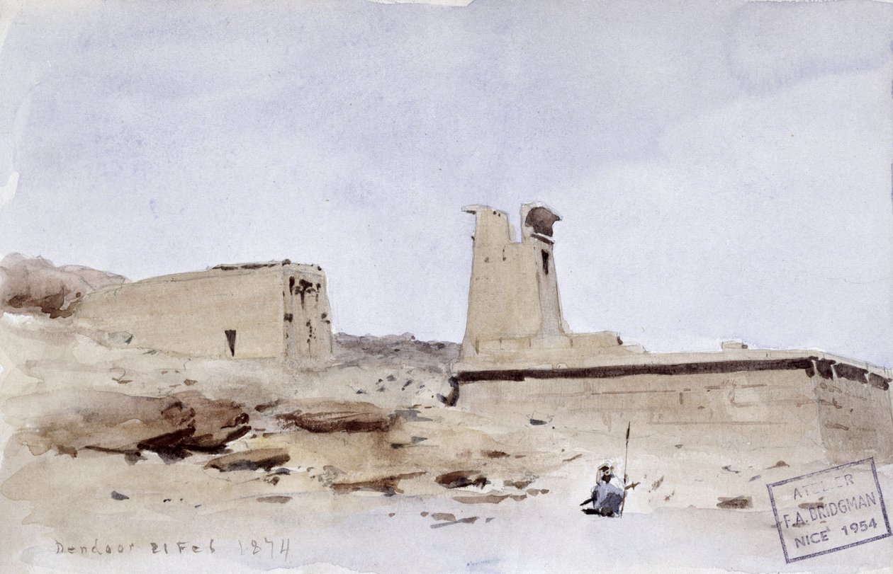 معبد دندور ، يظهر الصرح والتراس ، 1874 بواسطة فريدريك آرثر بريدجمان