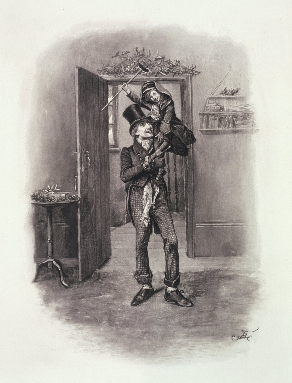Bob Cratchit and Tiny Tim، from "Charles Dickens: A Gossip about حياته" ، بقلم توماس آرتشر ، تم نشره عام 1894 بواسطة فريدريك بارنارد