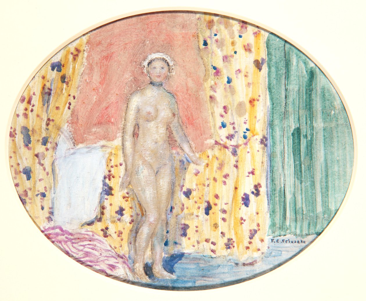 عاري ، c.1915 (زيت على ورق مقوى) بواسطة فريدريك كارل فريسك