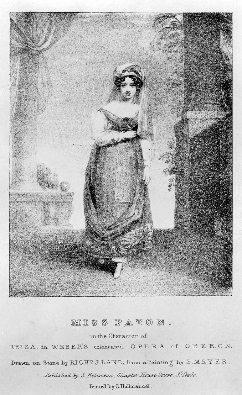 ماري آن باتون مثل Reiza في Weber&39;s &39;Oberon&39; ، منقوش بواسطة Richard James Lane ، c.1826 بواسطة فريدريك ماير