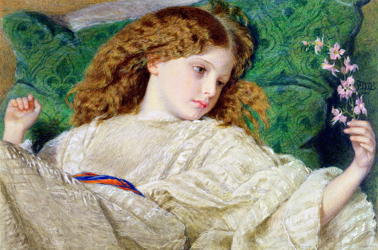 أحلام ، c.1861 (مرحاض ، لون الجسم واللثة فوق الجرافيت على البطاقة) (انظر 133888) بواسطة فريدريك ويليام بورتون