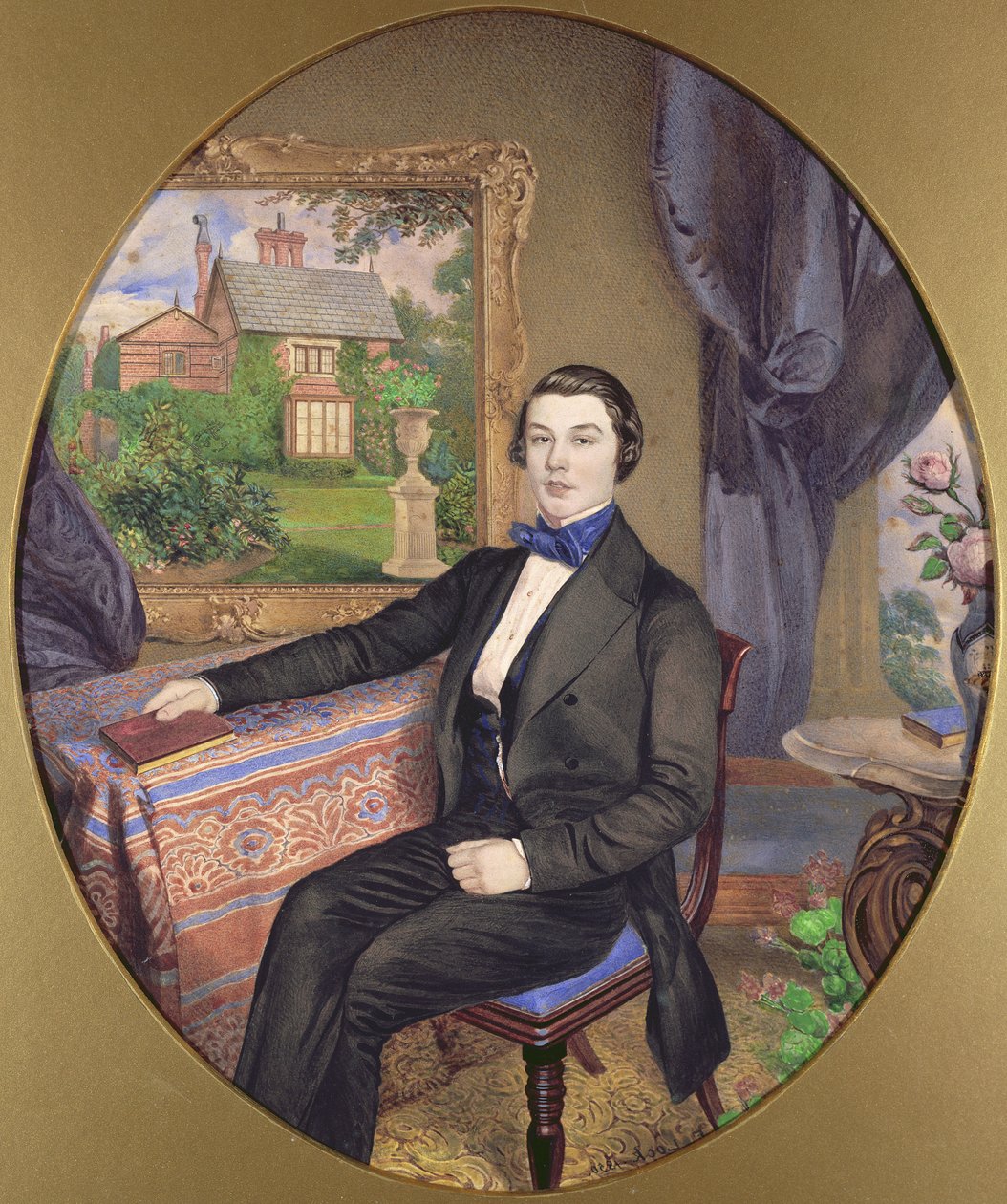 صورة لشاب في الداخل الفيكتوري ، 1850 (مرحاض على ورق) بواسطة فريدريك ويليام لوك