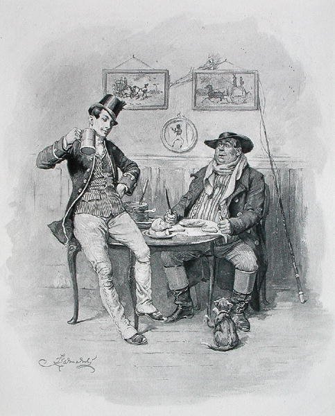 The Two Wellers ، من كتاب "أوراق بيكويك" للكاتب تشارلز ديكنز عام 1837 بواسطة فريدريك (بعد) برنارد