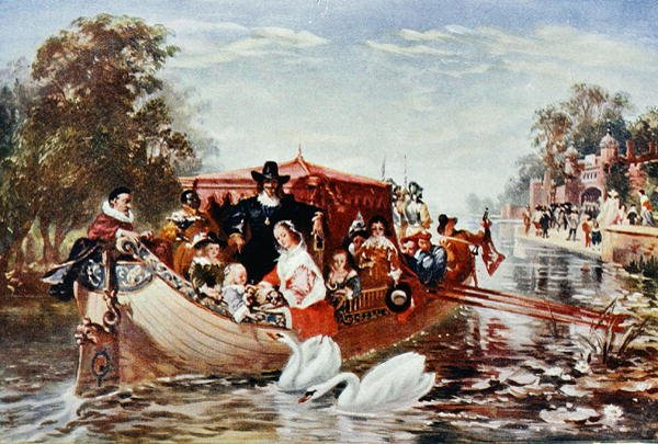 الأيام الأكثر سعادة لتشارلز الأول (1625-49) رسم توضيحي من "حياة الرجال العظماء التي رواها رجال عظماء" ، تم تحريره بواسطة ريتشارد ويلسون ، حوالي عشرينيات القرن العشرين (لون ليثو) بواسطة فريدريك (بعد) جودال