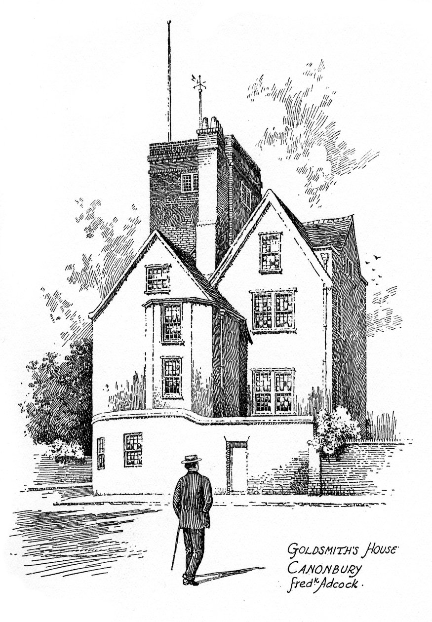 منزل أوليفر غولدسميث ، Canonbury ، Islington ، 1912 بواسطة فريدريك أدكوك