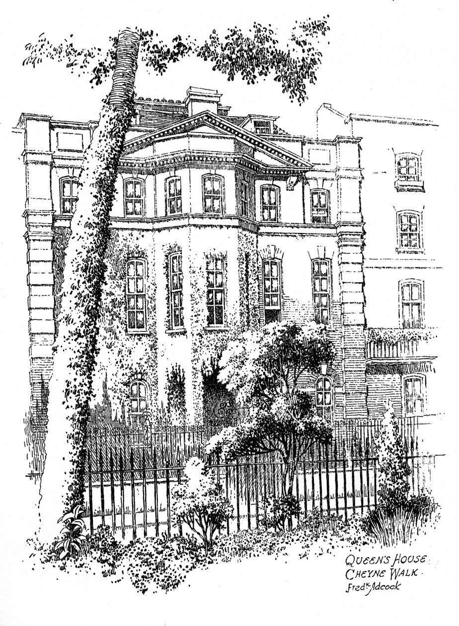 كوينز هاوس ، Cheyne Walk ، Chelsea ، London ، 1912 بواسطة فريدريك أدكوك
