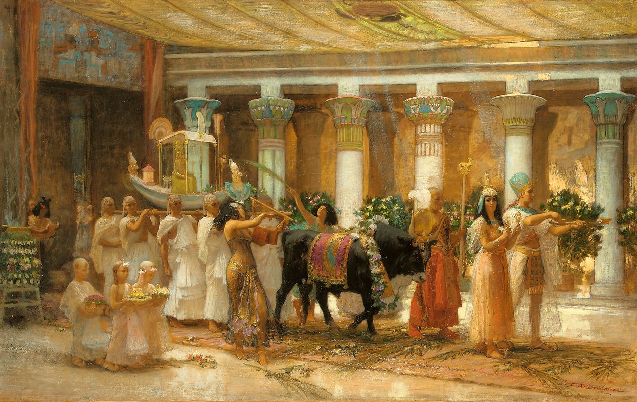 موكب الثور المقدس ، أبيس ، حوالي 1879 (زيت على قماش) بواسطة فريدريك آرثر بريدجمان