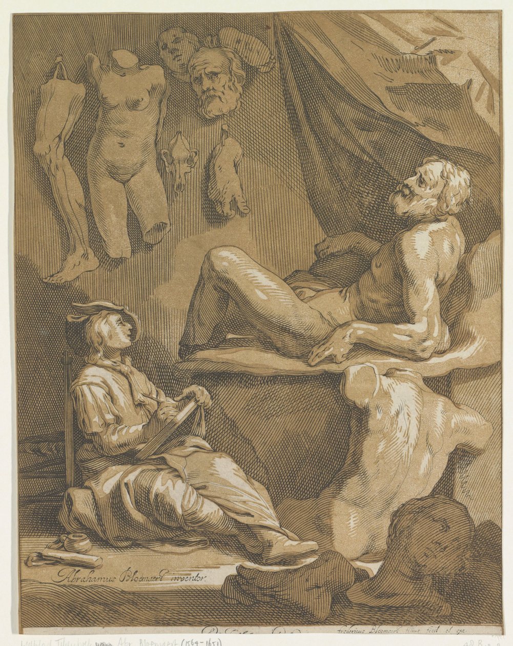 صفحة العنوان لـ: Abraham Bloemaert ، كتاب الرسم الفني الأصلي والشهير. الجزء 1 بواسطة فريدريك بلوميرت